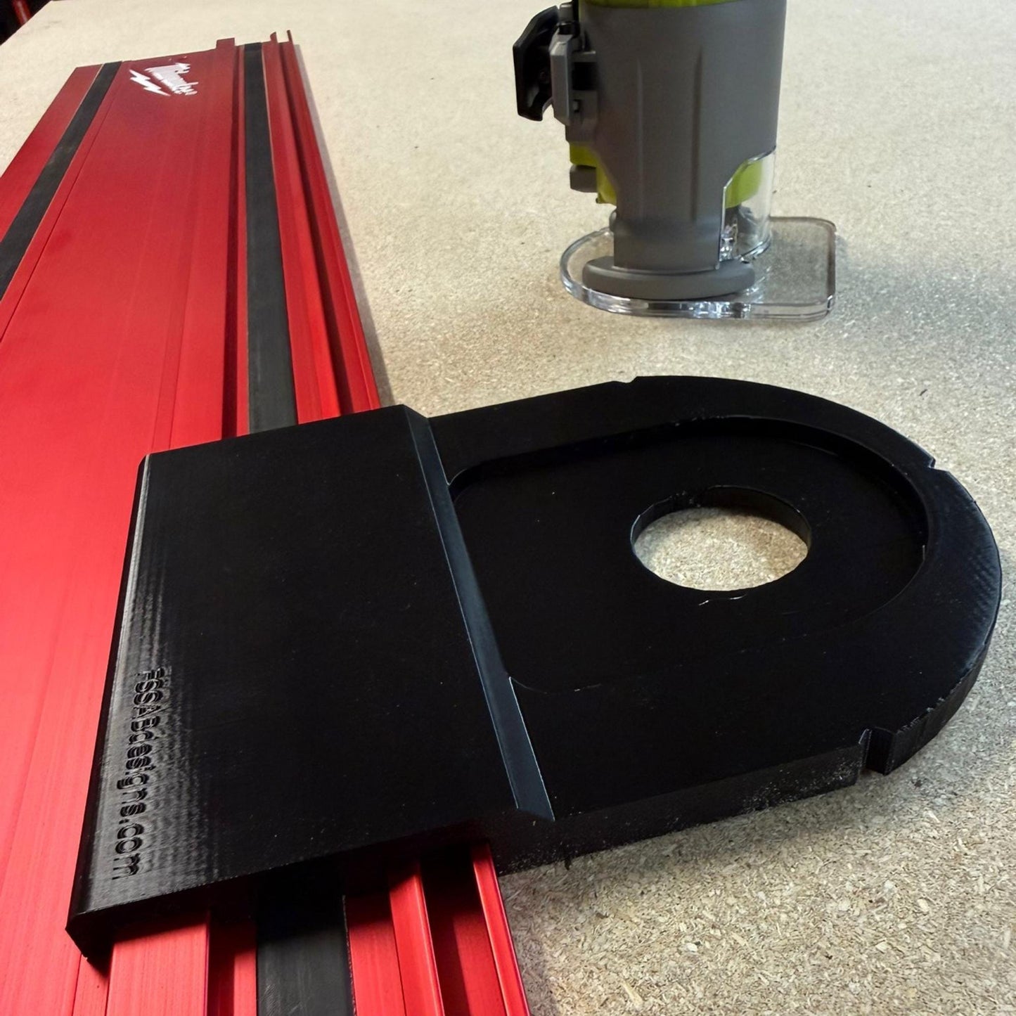Router Adapter for Ryobi RTR18C | Fits Milwaukee GR1400 Rail | STL + 3MF Digital Files