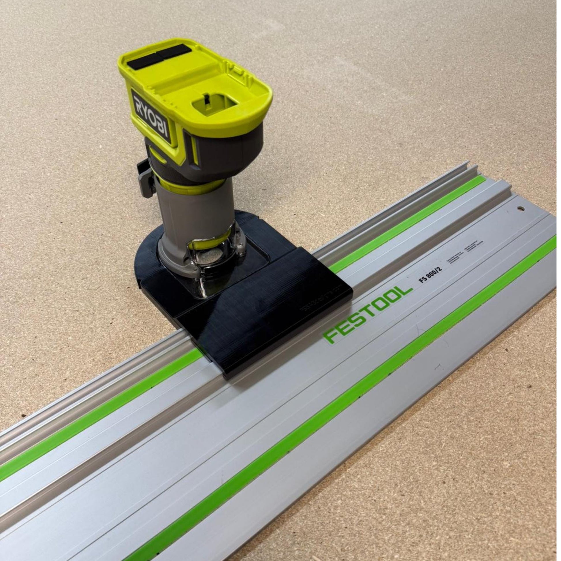 Router Adapter for Ryobi RTR18C | Fits Festool Guide Rail | STL + 3MF Digital Files