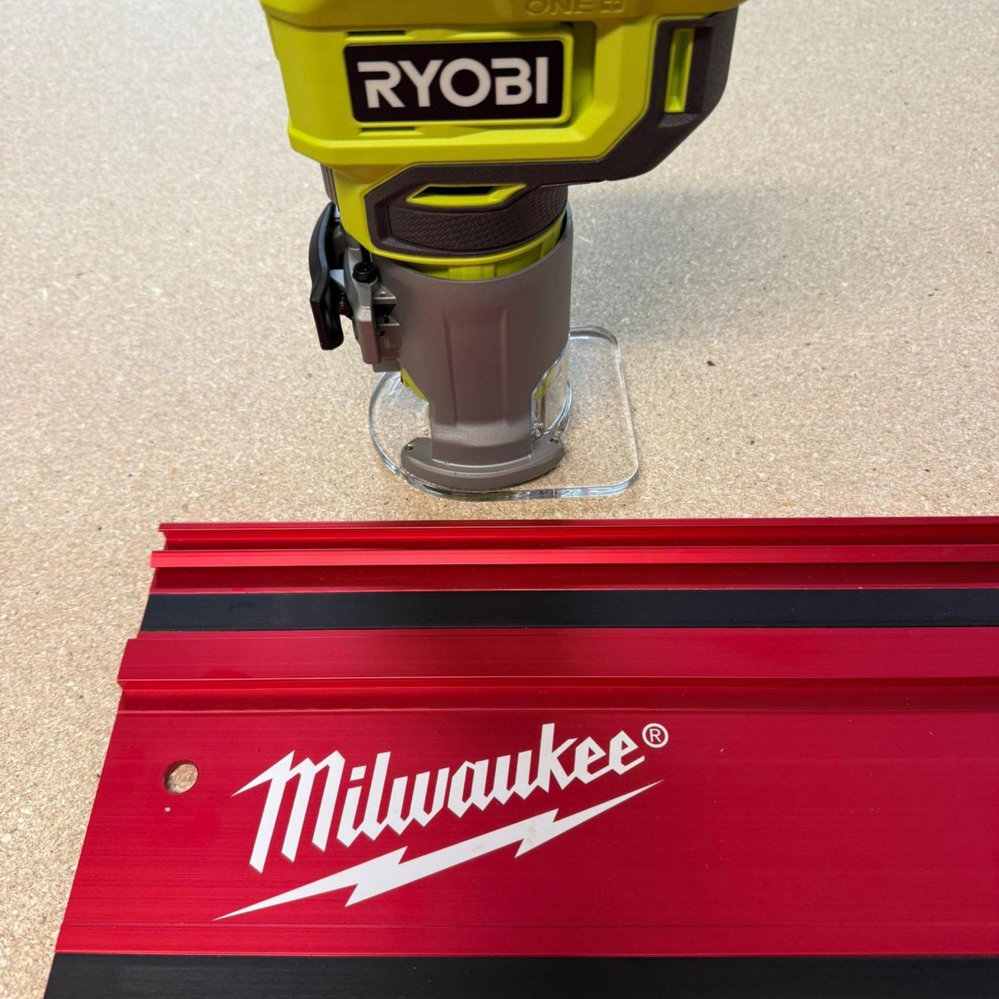 Router Adapter for Ryobi RTR18C | Fits Milwaukee GR1400 Rail | STL + 3MF Digital Files
