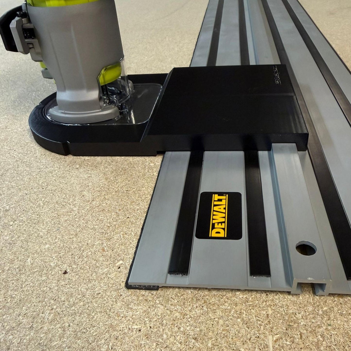 Router Adapter for Ryobi RTR18C | Fits DeWalt Guide Rail | STL + 3MF Track Jig Files