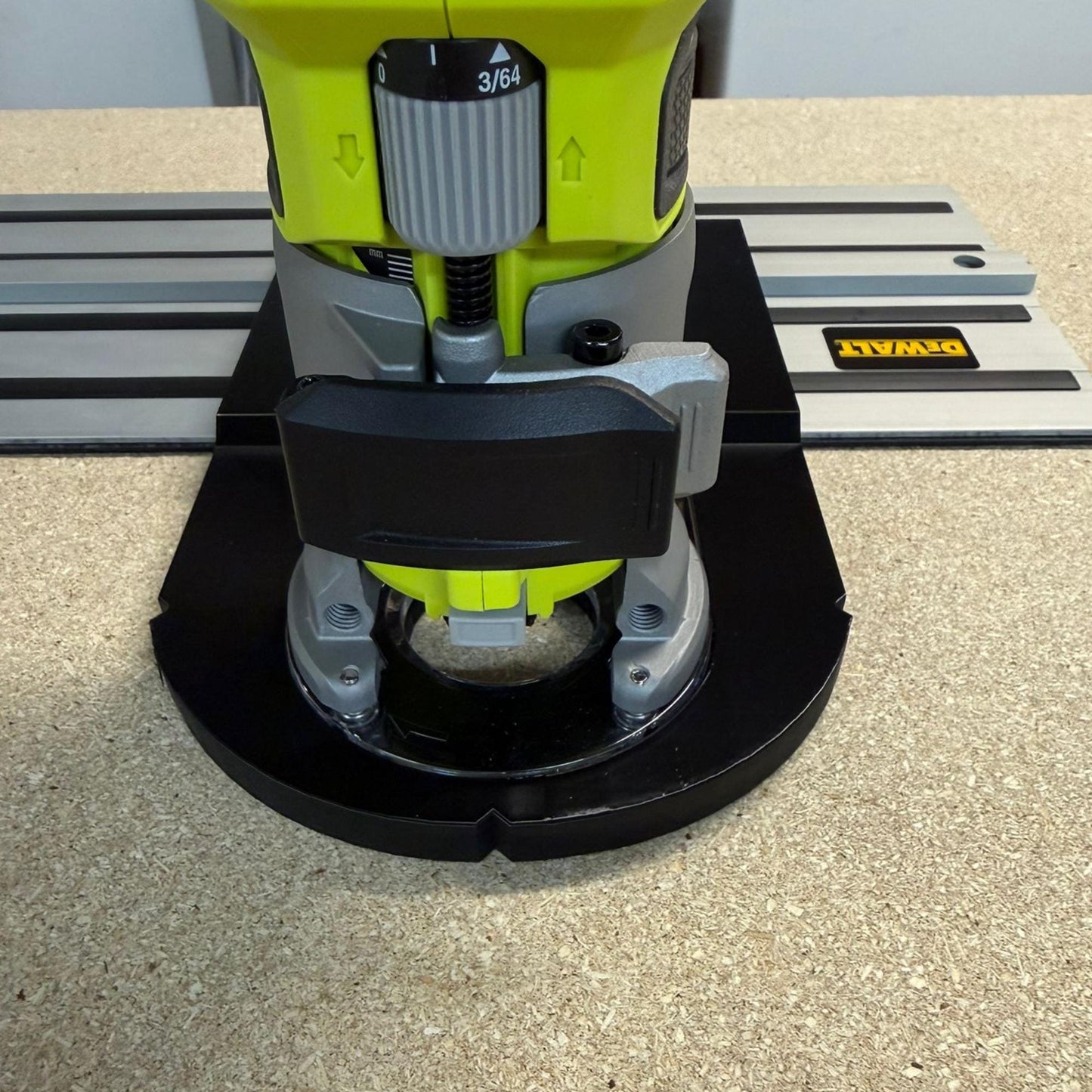 Router Adapter for Ryobi RTR18C | Fits DeWalt Guide Rail | STL + 3MF Track Jig Files