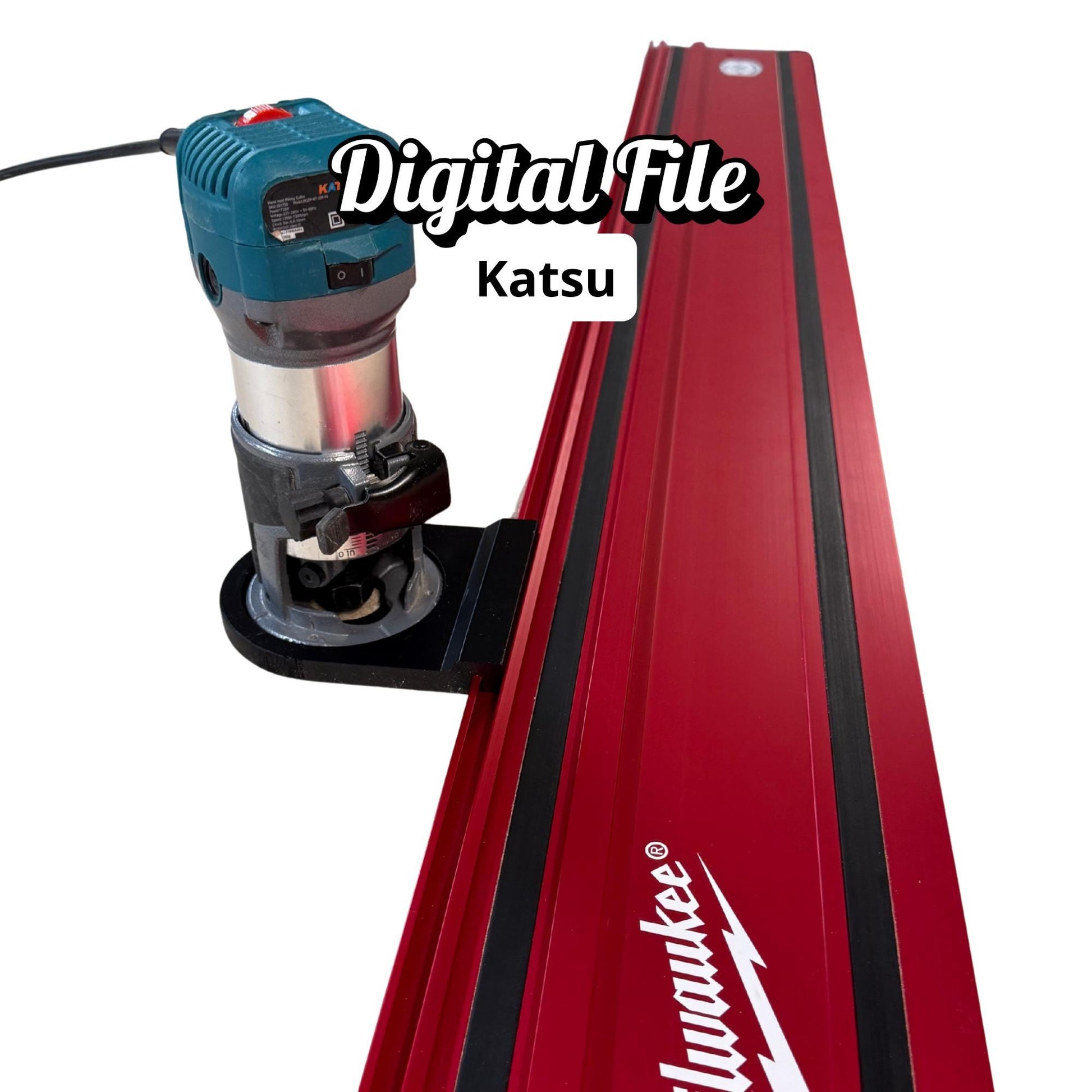 Router Adapter for KATSU Trim Router | Fits Milwaukee GR1400 Guide Rail | STL + 3MF Files